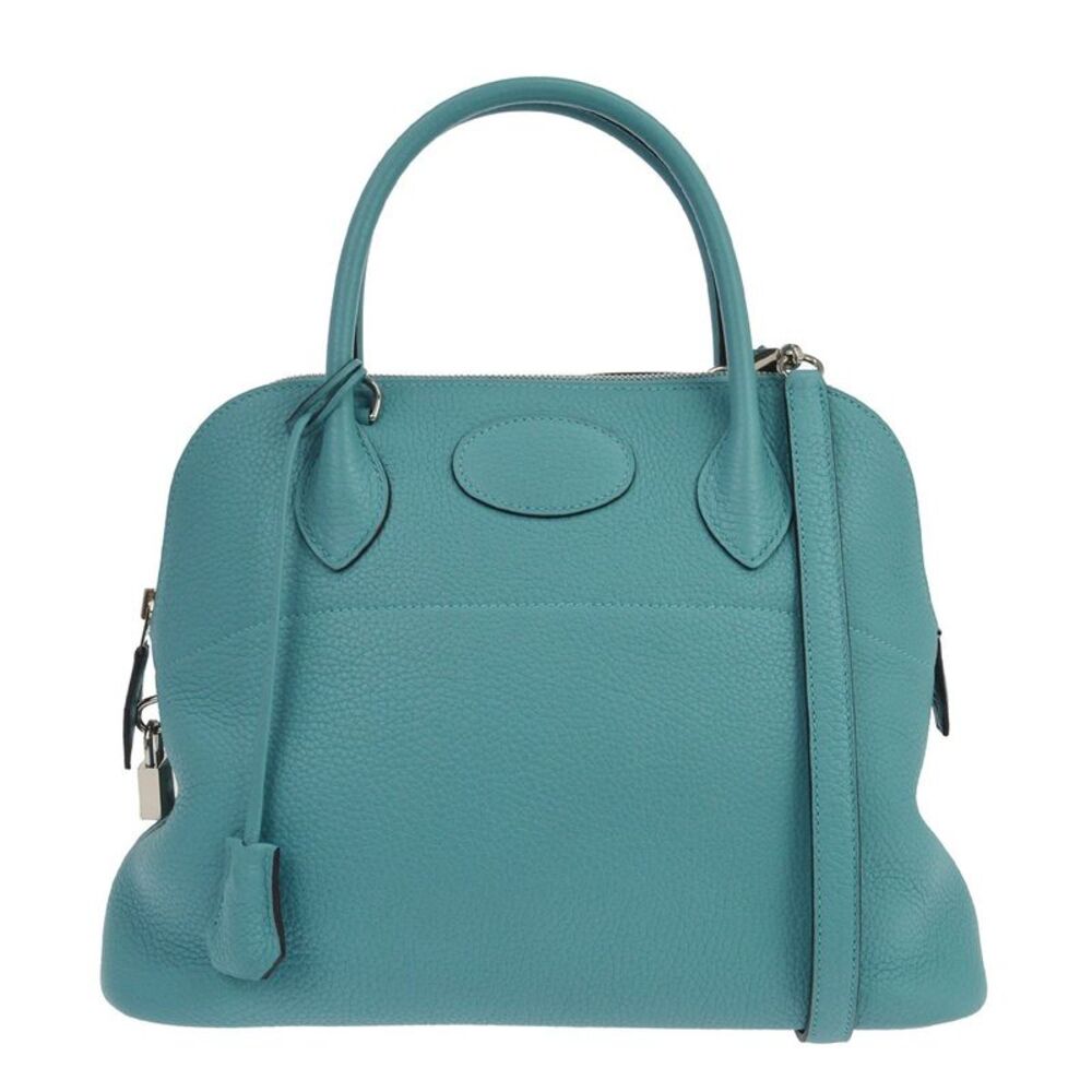 Hermes Bolide Clemence Blue Leather Handbag